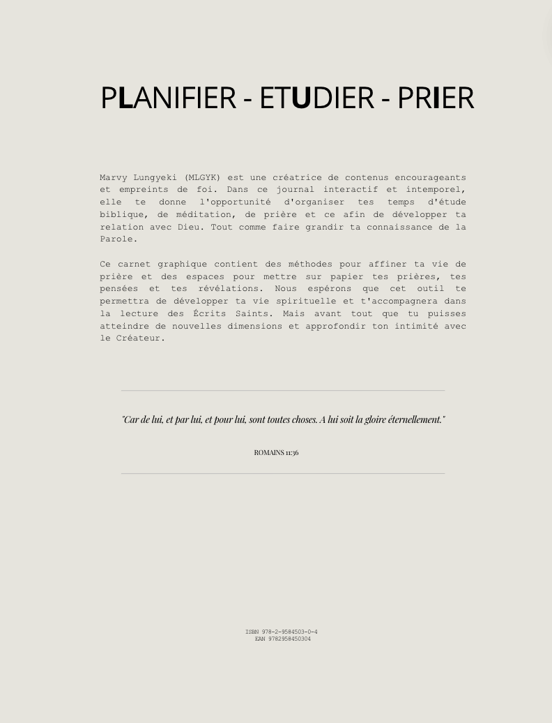 Planifier, Étudier, Prier journal